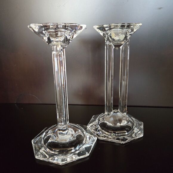 LENOX Fine Crystal 6" Candlesticks Pillars Set Of 2 Made In Germany XLNT Cond! - Picture 5 of 8